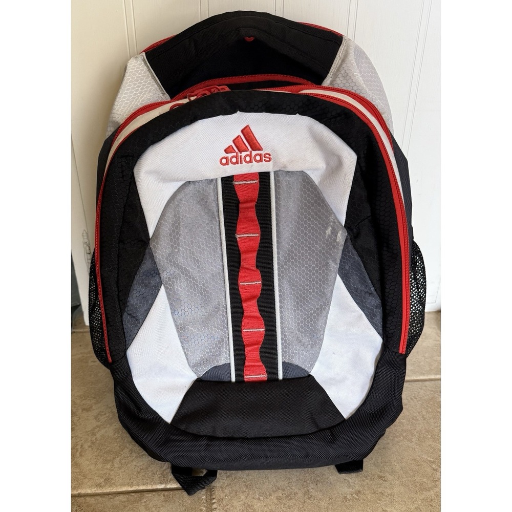 Adidas Ridgemont LoadSpring Backpack Black Red White 4 Compartment Large Mens